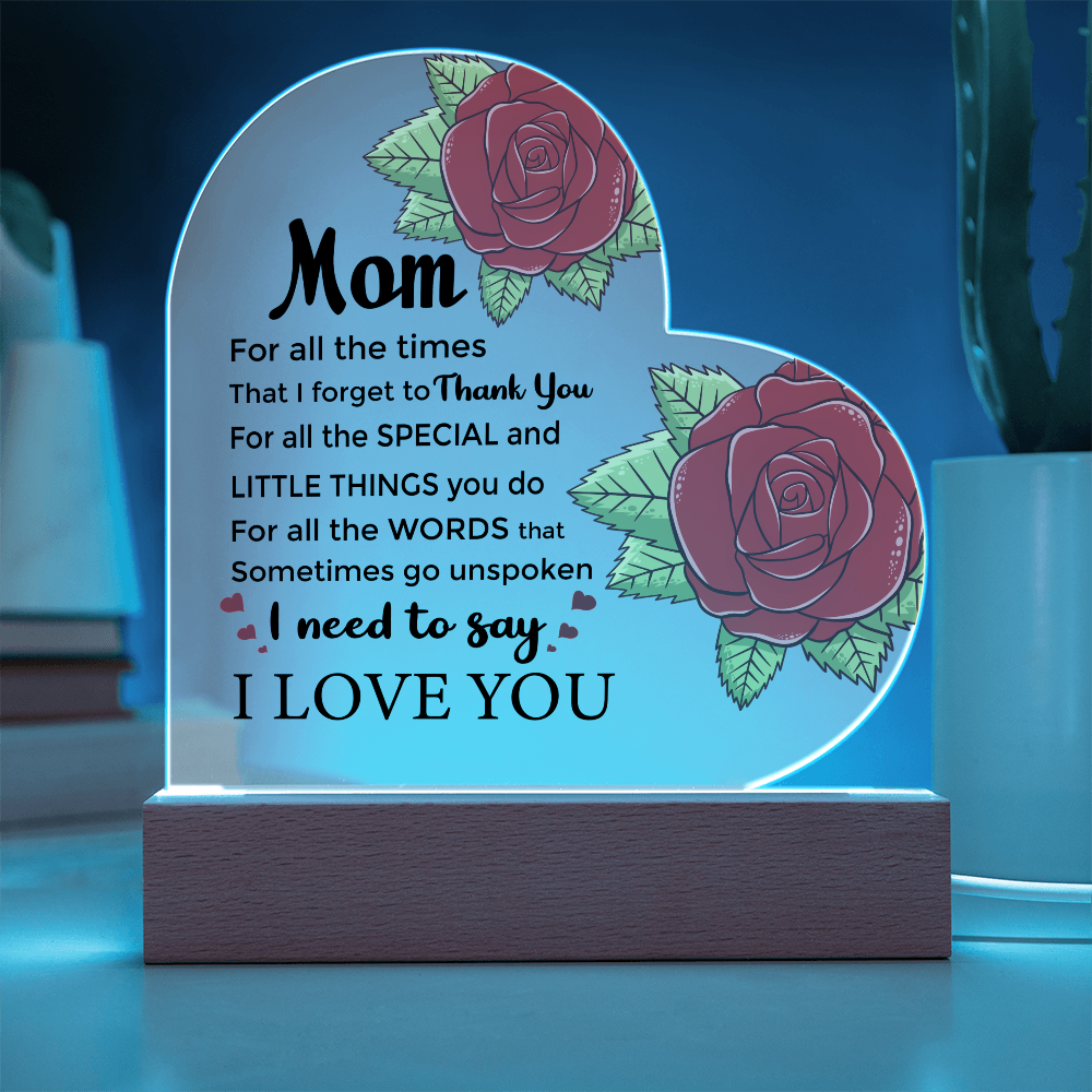 To My Mom Acrylic Heart Plaque –New Mom Gift, Best Mom Gift, Perfect First Mom Gift for Her