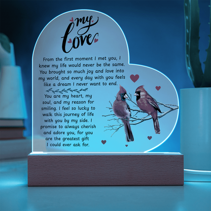 To My Beautiful Wife – Premium Heart Acrylic Valentine Gift
