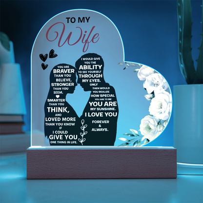 To My Wife Heart Acrylic Plaque – Romantic Valentine's Day Gift