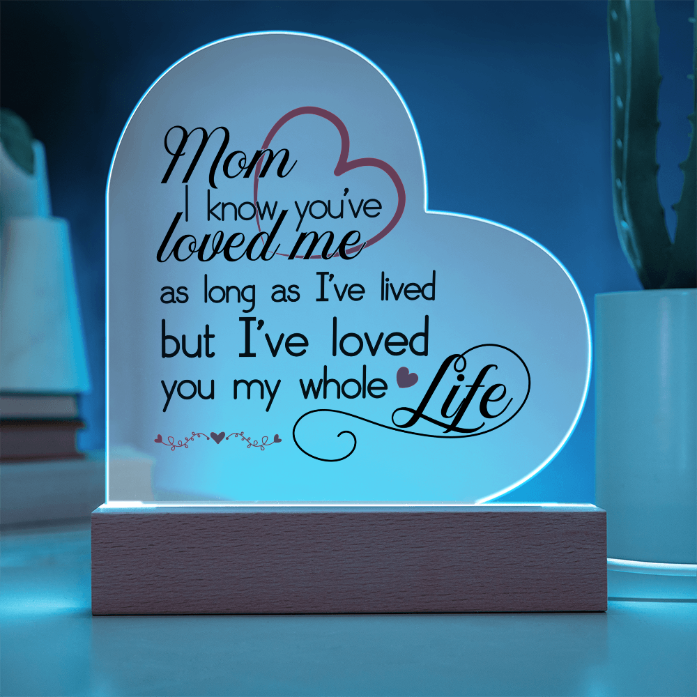 To My Mom Acrylic Heart Plaque - Best Mom Gift – Heartfelt First Mom Gift for Her