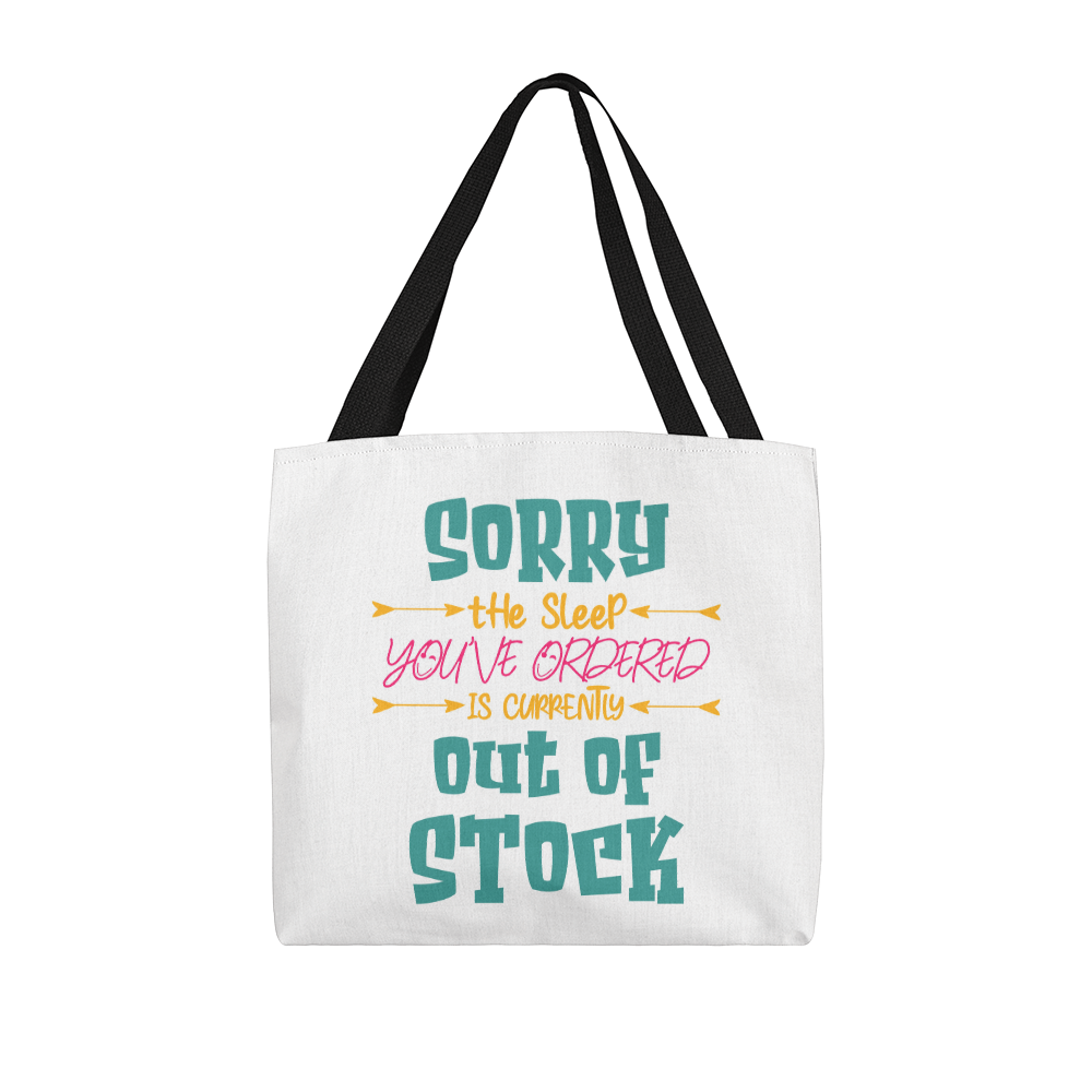 Funny canvas tote bag with red handles featuring the quote