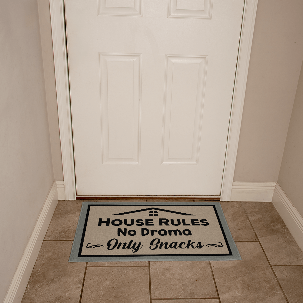 Welcome Mat Outdoor - House Rules: No Drama, Only Snacks.