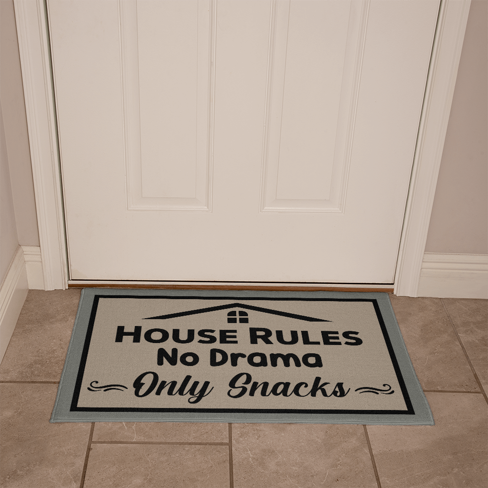 Welcome Mat Outdoor - House Rules: No Drama, Only Snacks.