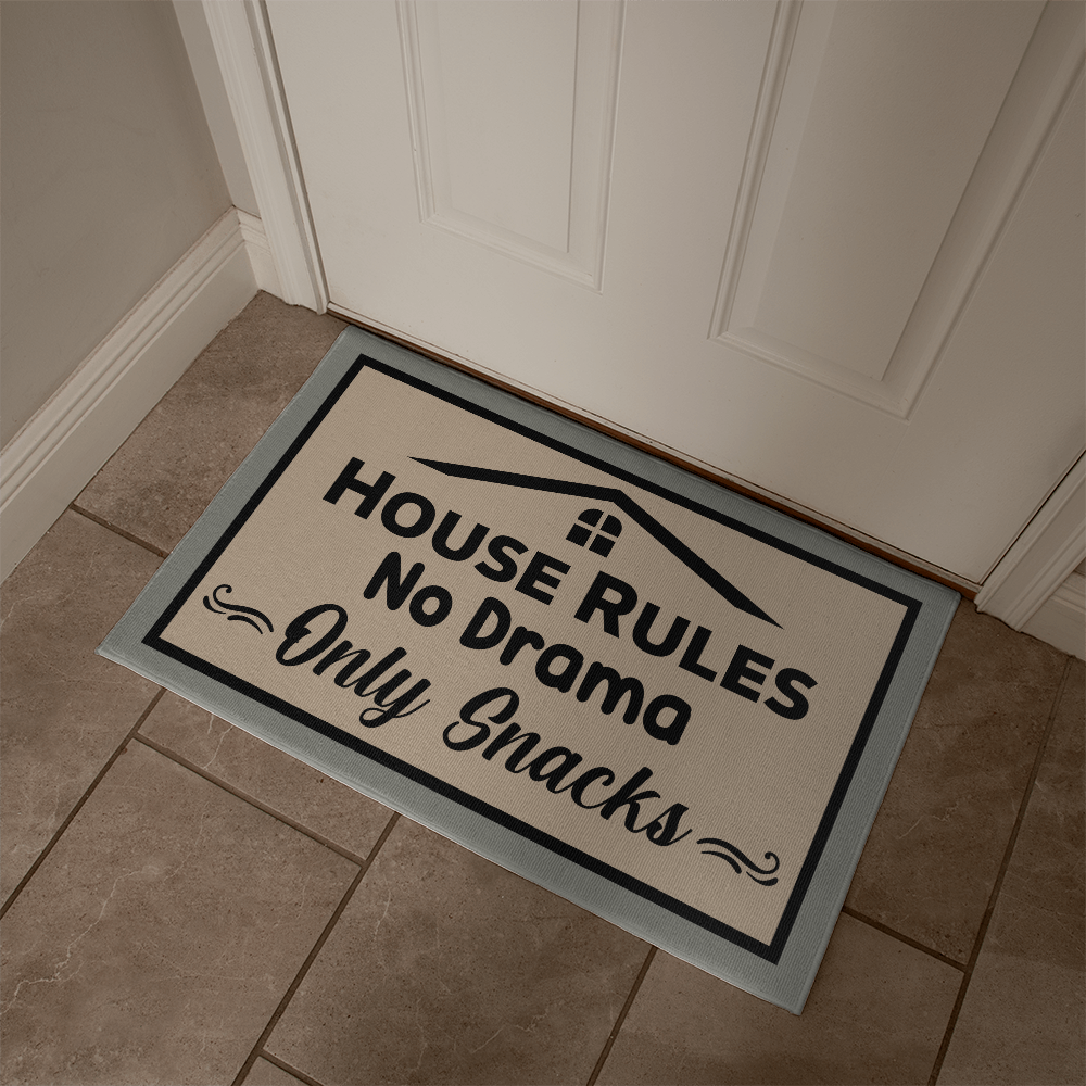 Welcome Mat Outdoor - House Rules: No Drama, Only Snacks.