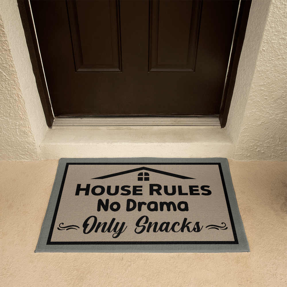 Welcome Mat Outdoor - House Rules: No Drama, Only Snacks.