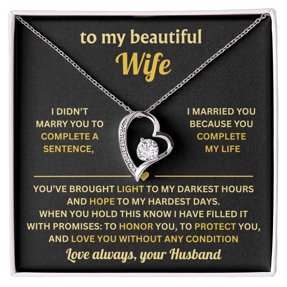 To My Wife Necklace from Husband, Wife Birthday Gifts