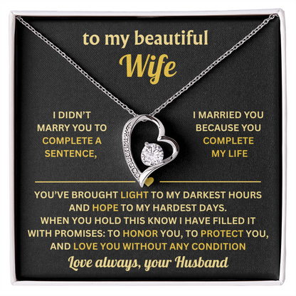 To My Wife Necklace from Husband, Wife Birthday Gifts