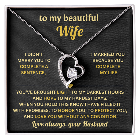 To My Wife Necklace from Husband, Wife Birthday Gifts