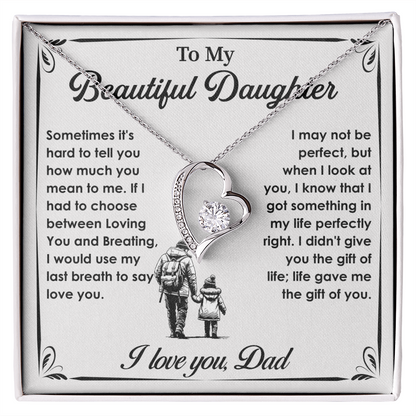 To My Daughter Gifts - Daughter Forever Love Necklace, Daughter Gifts Idea, Gifts for Daughter, Daughter Necklace Gift
