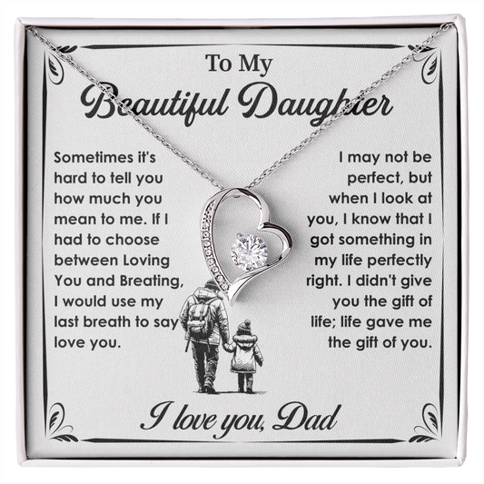 To My Daughter Gifts - Daughter Forever Love Necklace