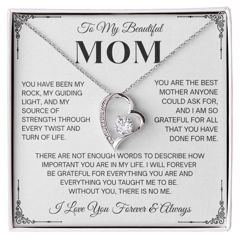 To My Beautiful Mom Heartfelt Necklace – Forever Love Keepsake Gift