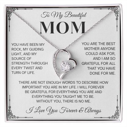 To My Beautiful Mom Heartfelt Necklace – Forever Love Keepsake Gift