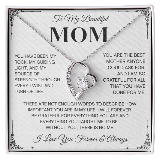 To My Beautiful Mom Heartfelt Necklace – Forever Love Keepsake Gift