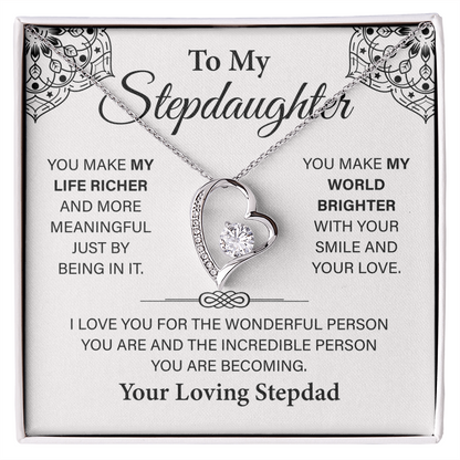 To My Beautiful Stepdaughter, Necklace for Stepdaughter, Forever Love Necklace for Stepdaughter
