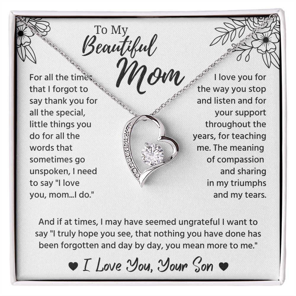 To My Mom Necklace, Mom Birthday Gifts With Message Card