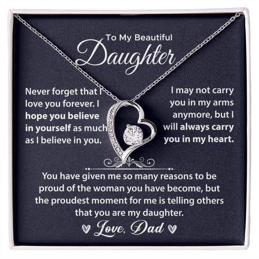 Gifts for Daughter, Daughter Necklace Gift - Daughter From Dad Forever Love Necklace, Daughter Necklace, Daughter Jewelry
