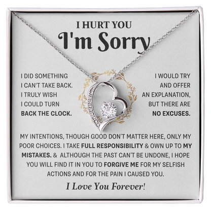 Silver Love Knot necklace in a white box