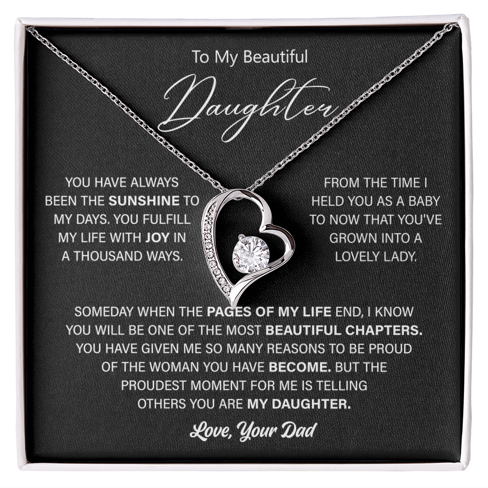 Gift For Daughter From Dad - Gold Heart Necklace