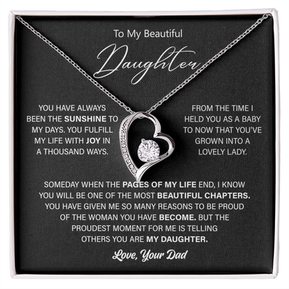 Gift For Daughter From Dad - Gold Heart Necklace