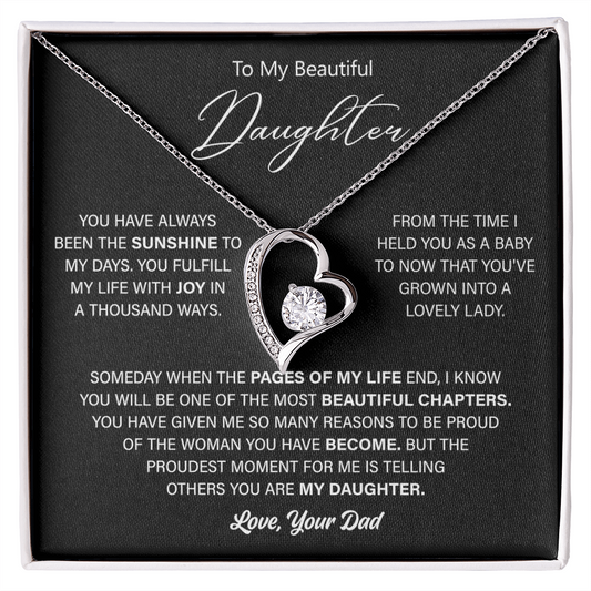 Gift For Daughter From Dad - Gold Heart Necklace