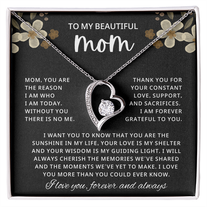 Mom Necklace gift box with a heartfelt message