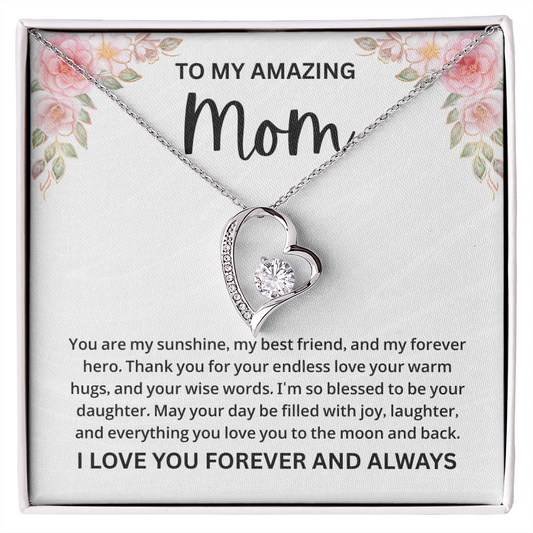 Mom Necklace gift box with a heartfelt message