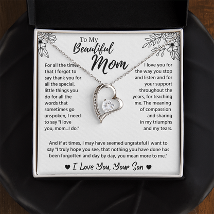 To My Mom Necklace, Mom Birthday Gifts With Message Card