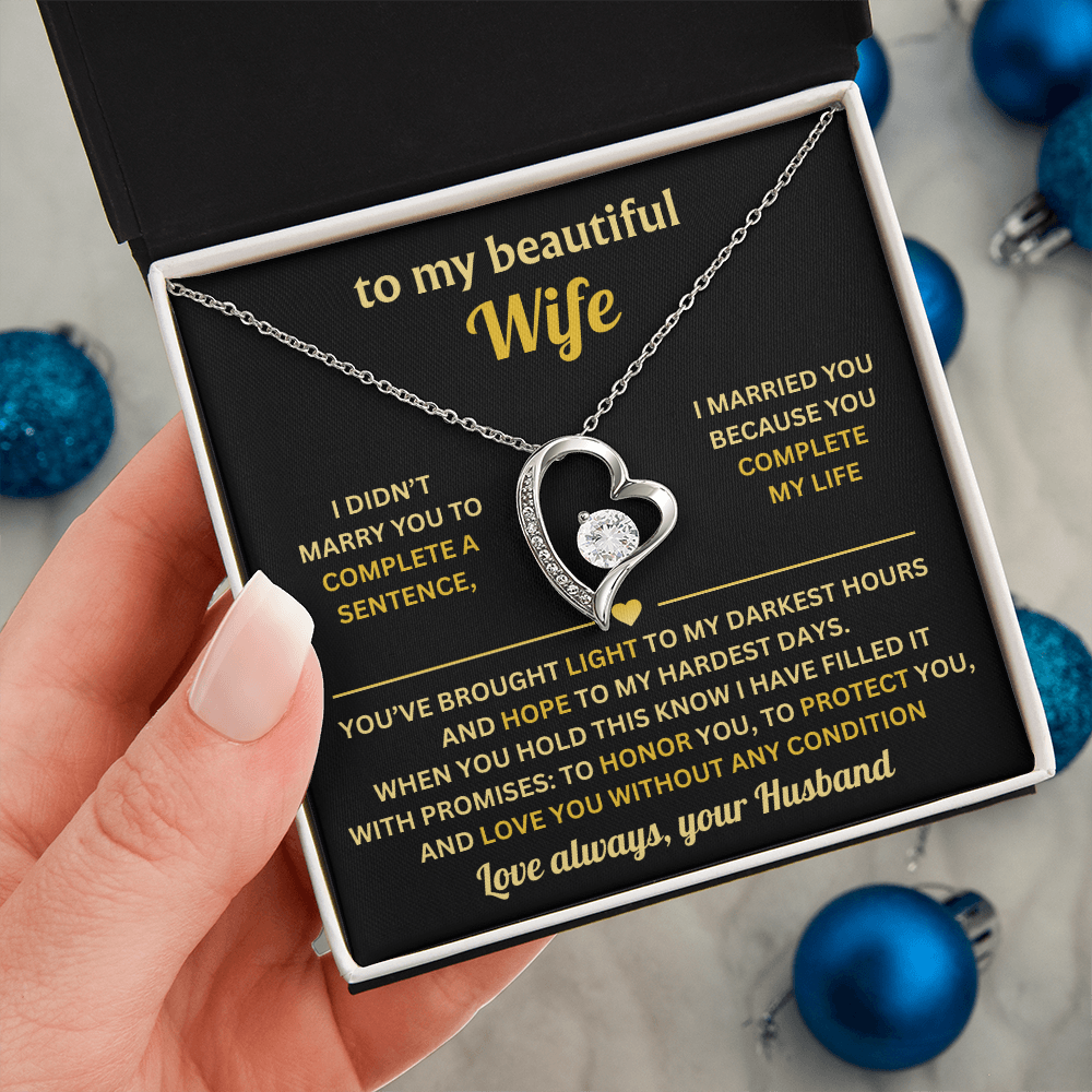 To My Wife Necklace from Husband, Wife Birthday Gifts