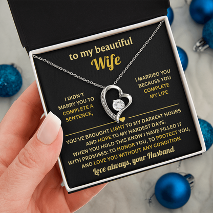 To My Wife Necklace from Husband, Wife Birthday Gifts