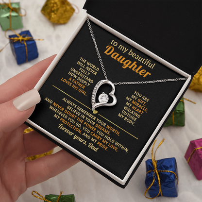 Gifts for Daughter from Mum & Dad Forever Love Necklace Daughter Birthday & Graduation Gifts