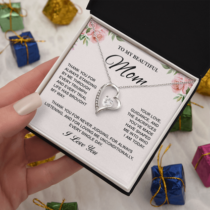 To My Mom Forever Love Necklace Gifts – Jewelry Gifts for Mom, Best Gifts for My Mom, Necklace for Mom