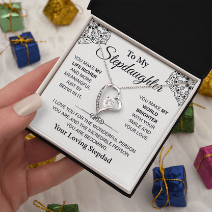 To My Beautiful Stepdaughter, Necklace for Stepdaughter, Forever Love Necklace for Stepdaughter