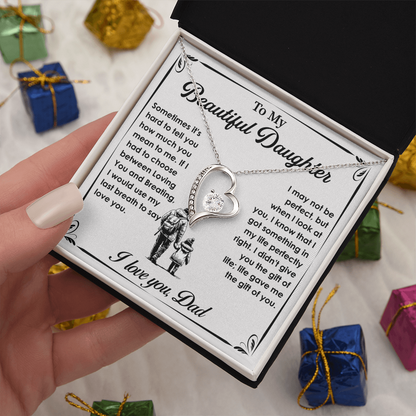 To My Daughter Gifts - Daughter Forever Love Necklace, Daughter Gifts Idea, Gifts for Daughter, Daughter Necklace Gift
