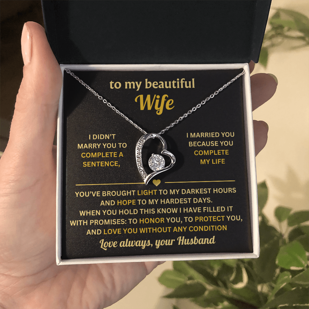 To My Wife Necklace from Husband, Wife Birthday Gifts