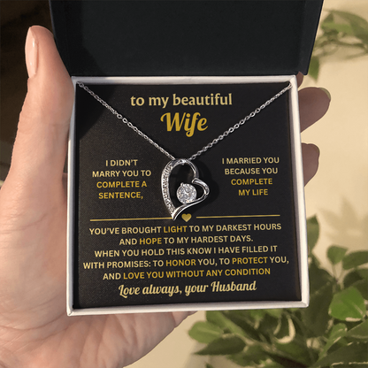 To My Wife Necklace from Husband, Wife Birthday Gifts