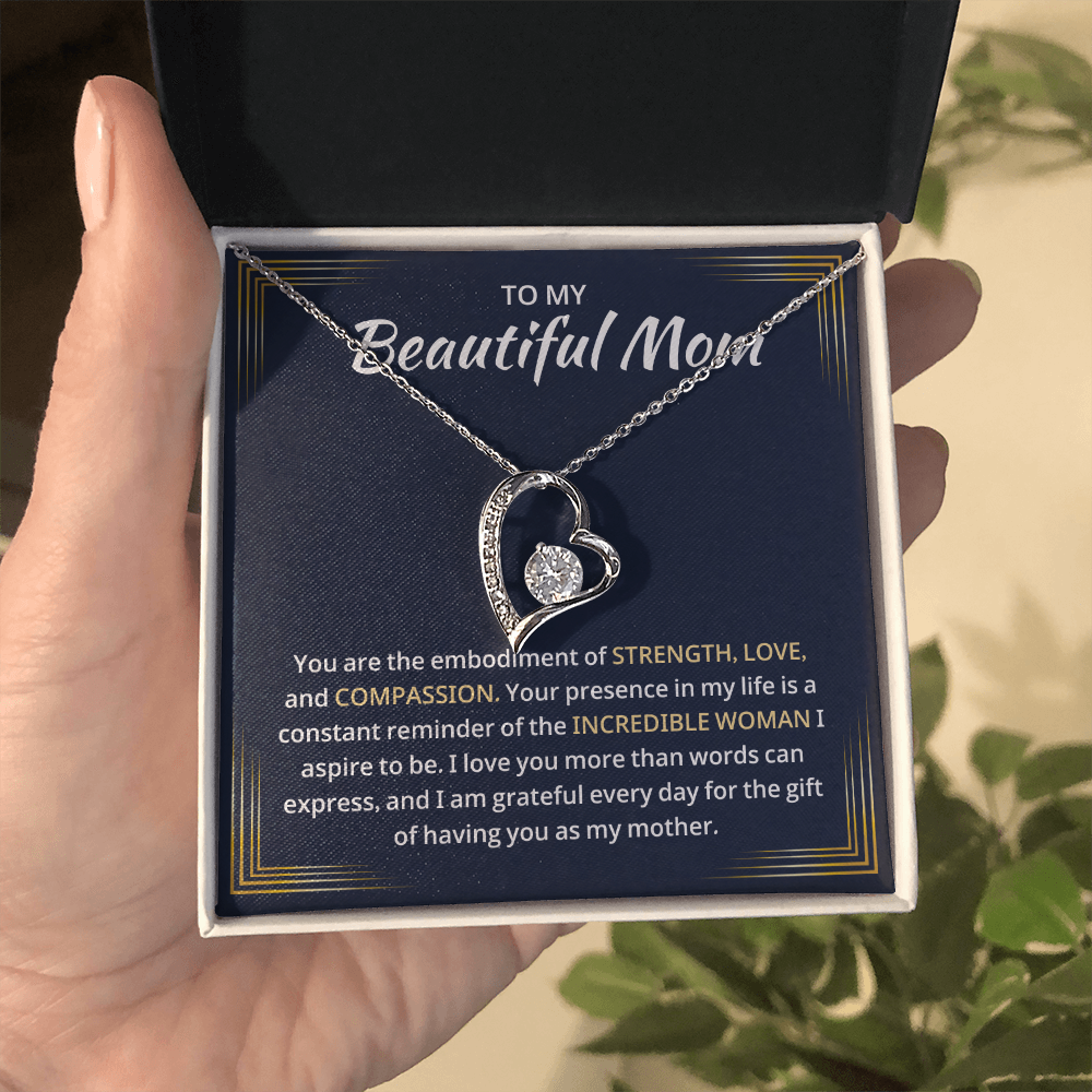 Mom Necklace gift box with a heartfelt message