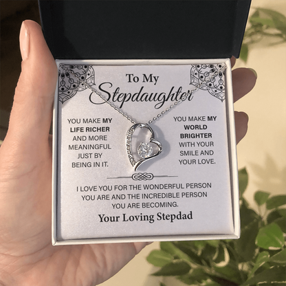 To My Beautiful Stepdaughter, Necklace for Stepdaughter, Forever Love Necklace for Stepdaughter