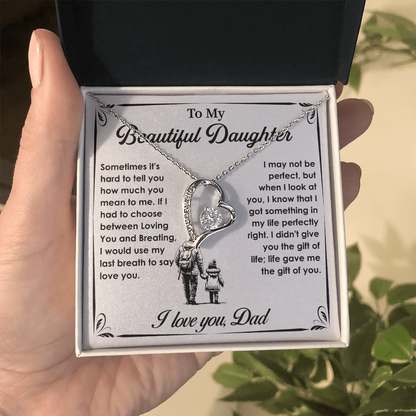 To My Daughter Gifts - Daughter Forever Love Necklace, Daughter Gifts Idea, Gifts for Daughter, Daughter Necklace Gift