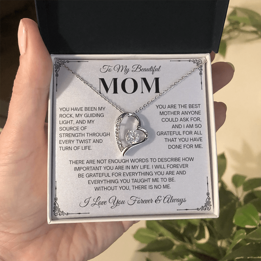 To My Beautiful Mom Heartfelt Necklace – Forever Love Keepsake Gift