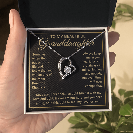 To My Beautiful Granddaughter, Forever Love Necklace Gifts