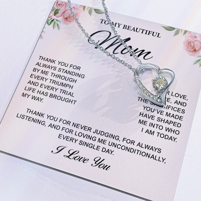 To My Mom Forever Love Necklace Gifts – Jewelry Gifts for Mom, Best Gifts for My Mom, Necklace for Mom