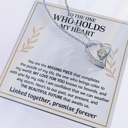 Heart pendant necklace with a message