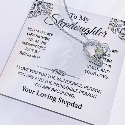 To My Beautiful Stepdaughter, Necklace for Stepdaughter, Forever Love Necklace for Stepdaughter