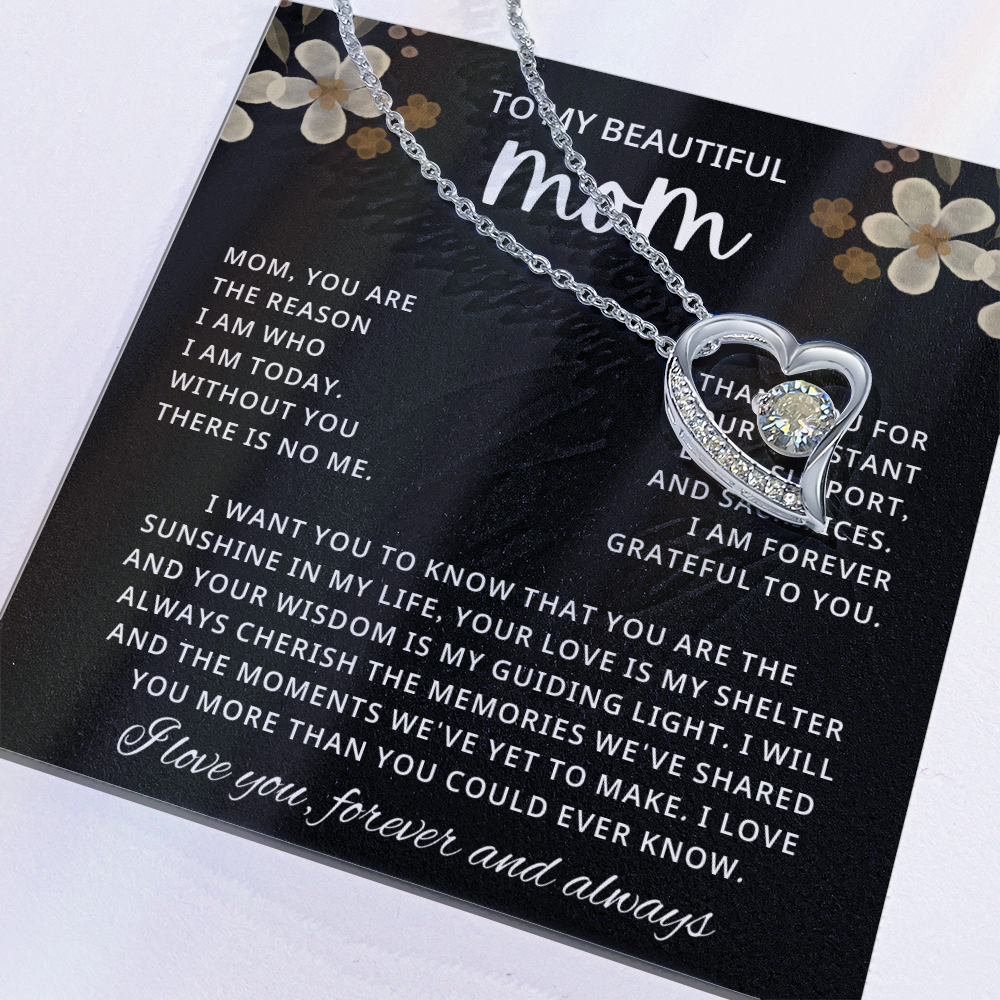Mom Necklace gift box with a heartfelt message