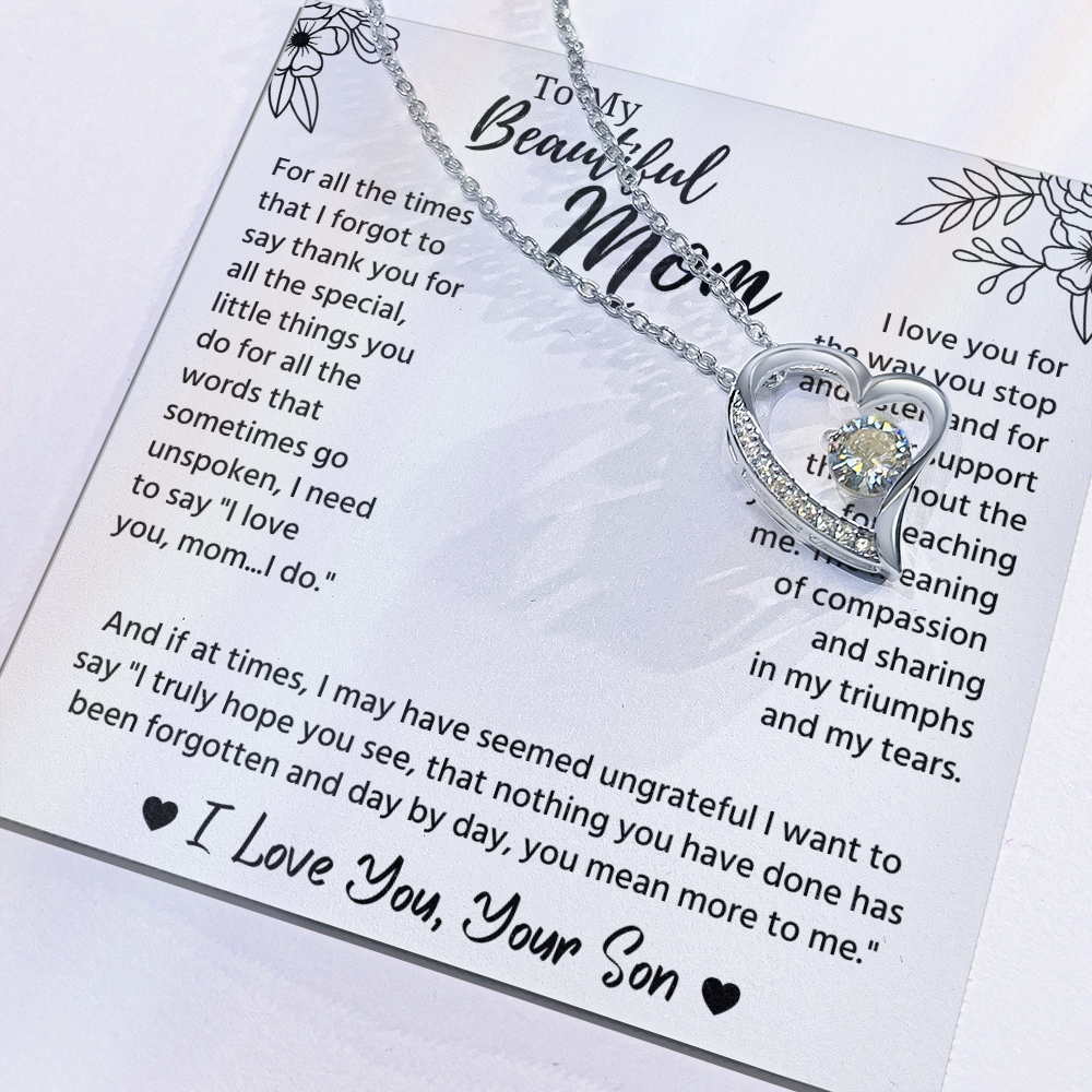 To My Mom Necklace, Mom Birthday Gifts With Message Card