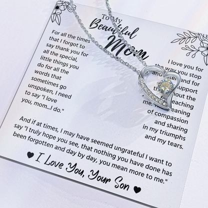 To My Mom Necklace, Mom Birthday Gifts With Message Card