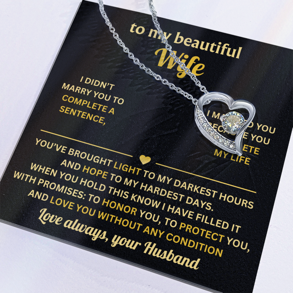 To My Wife Necklace from Husband, Wife Birthday Gifts