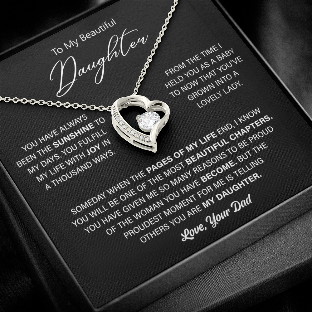 Gift For Daughter From Dad - Gold Heart Necklace