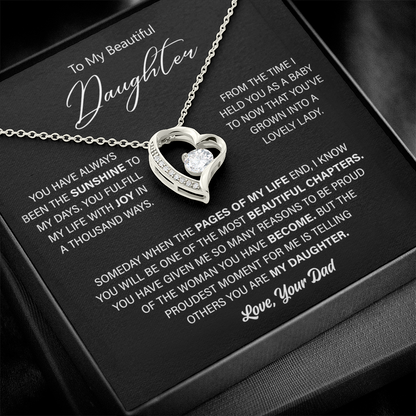 Gift For Daughter From Dad - Gold Heart Necklace