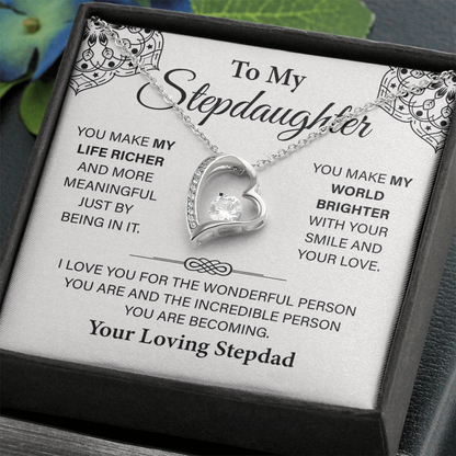 To My Beautiful Stepdaughter, Necklace for Stepdaughter, Forever Love Necklace for Stepdaughter